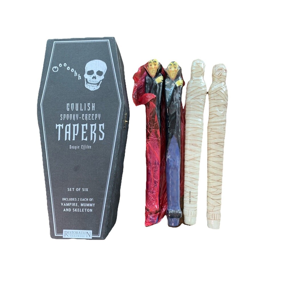 Restoration Hardware Set of 4 GOTH HALLOWEEN Monster Candles "INCOMPLETE SET"